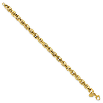 14K Yellow Gold Polished 6.5mm Flat Edge Cable Link Bracelet