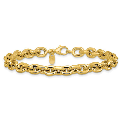14K Yellow Gold Polished 6.5mm Flat Edge Cable Link Bracelet