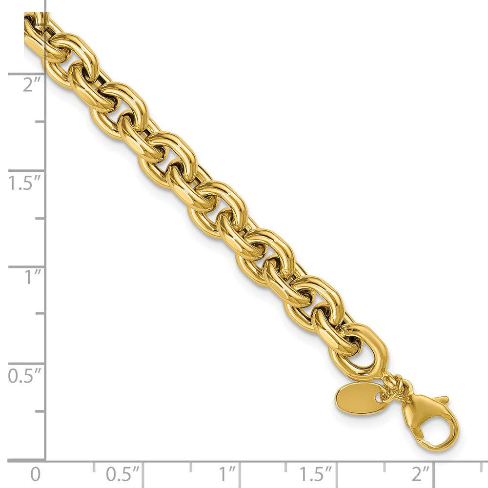 14K Yellow Gold Polished 6.5mm Flat Edge Cable Link Bracelet