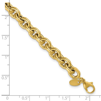 14K Yellow Gold Polished 6.5mm Flat Edge Cable Link Bracelet