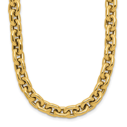 14K Yellow Gold Polished 7.0mm Flat Edge Cable Link Necklace