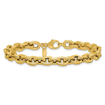 14K Yellow Gold Polished 7.0mm Flat Edge Cable Link Bracelet