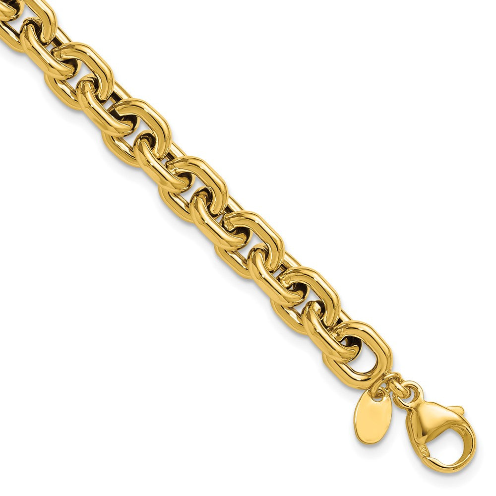 14K Yellow Gold Polished 7.0mm Flat Edge Cable Link Bracelet