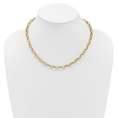 14K Yellow Gold Polished 5.5mm Fancy Oval Link Necklace