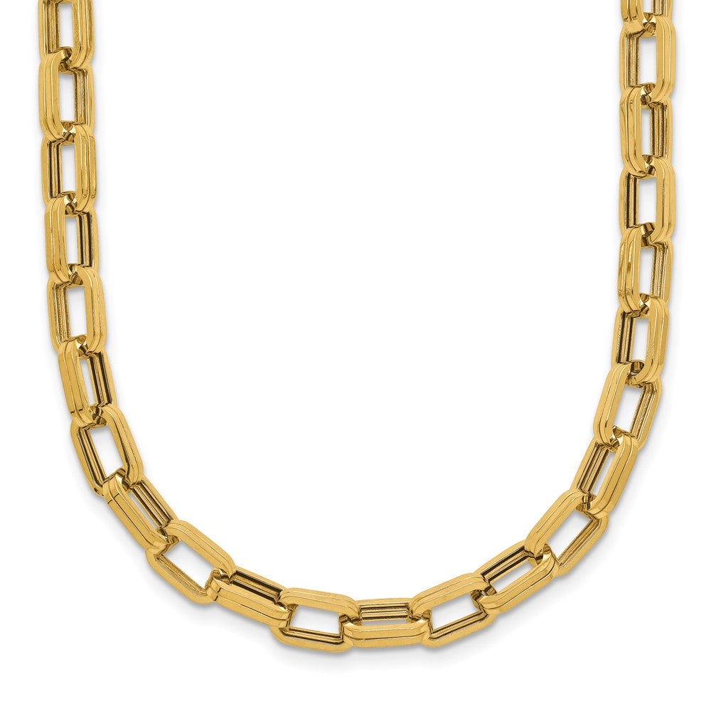 14K Yellow Gold Polished 5.5mm Fancy Oval Link Necklace