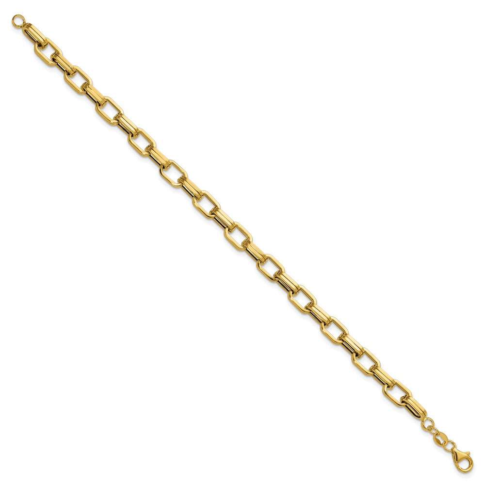 14K Yellow Gold Polished 5.5mm Fancy Oval Link Bracelet