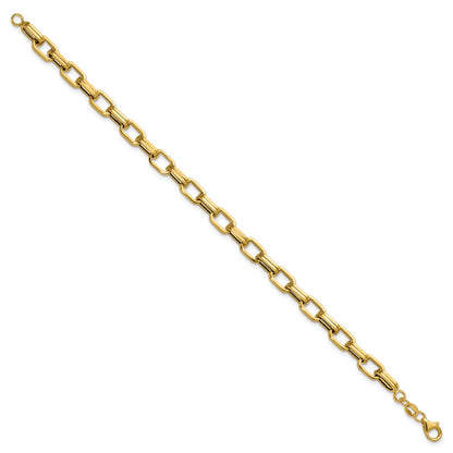 14K Yellow Gold Polished 5.5mm Fancy Oval Link Bracelet