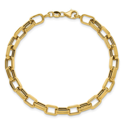 14K Yellow Gold Polished 5.5mm Fancy Oval Link Bracelet