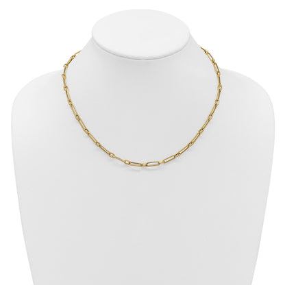 14K Yellow Gold Polished And Textured 4.2mm Fancy Link Necklace