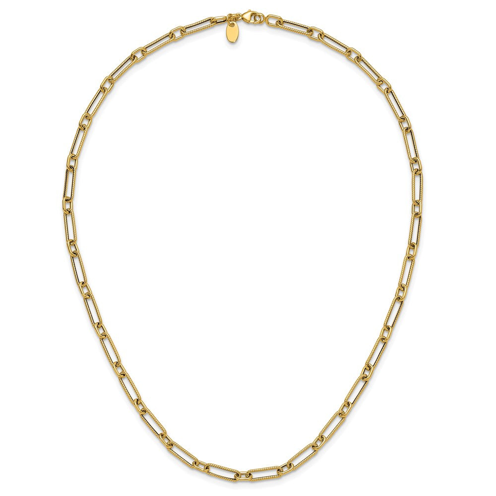 14K Yellow Gold Polished And Textured 4.2mm Fancy Link Necklace