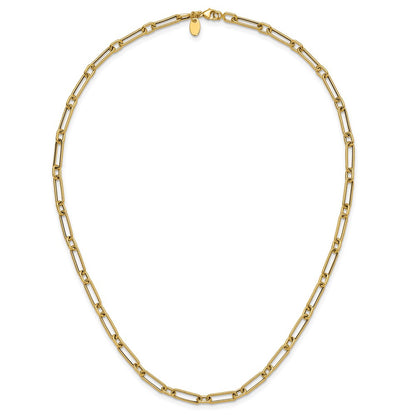 14K Yellow Gold Polished And Textured 4.2mm Fancy Link Necklace
