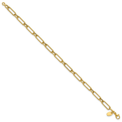 14K Yellow Gold Polished And Textured 4.2mm Fancy Link Bracelet