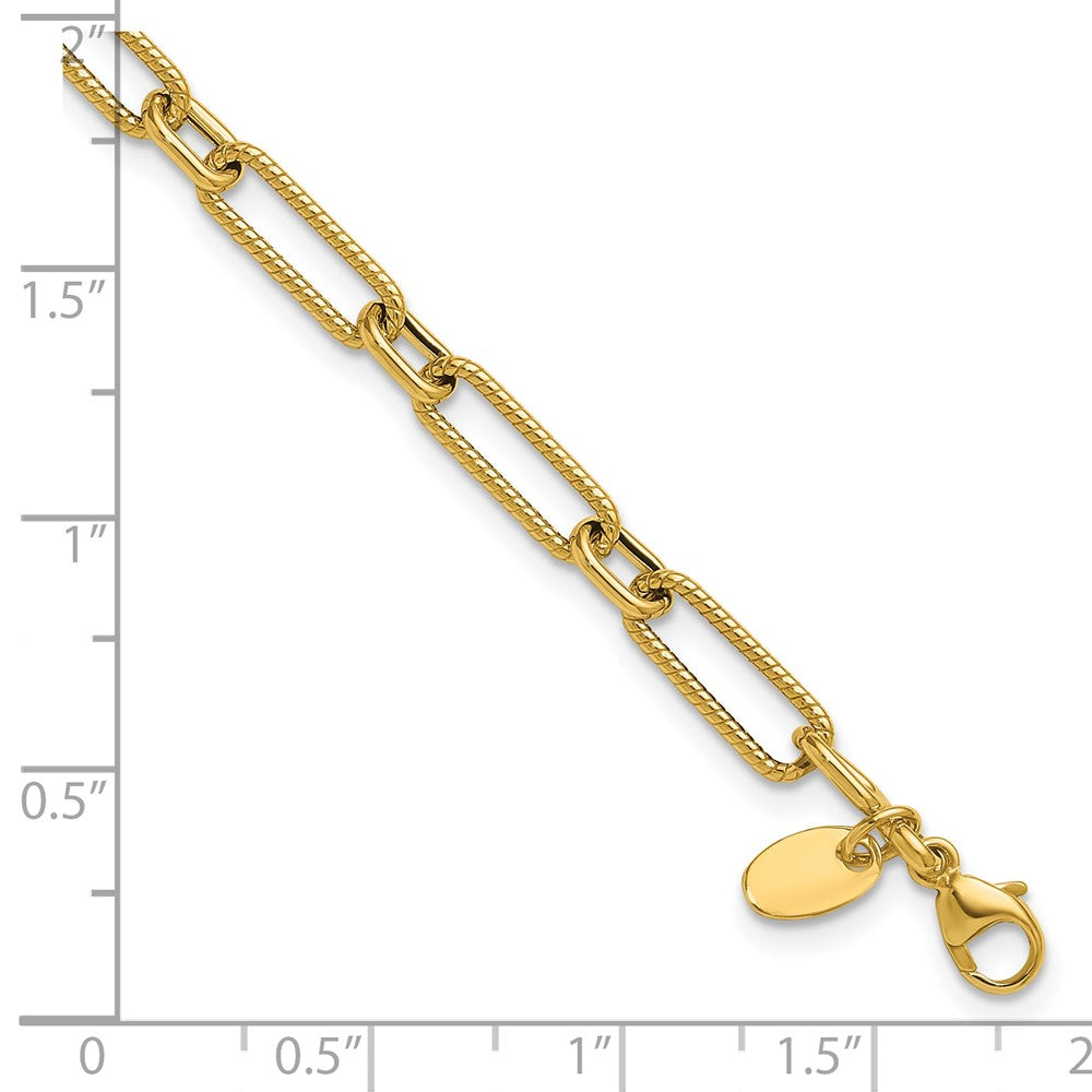 14K Yellow Gold Polished And Textured 4.2mm Fancy Link Bracelet