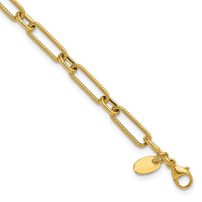 14K Yellow Gold Polished And Textured 4.2mm Fancy Link Bracelet