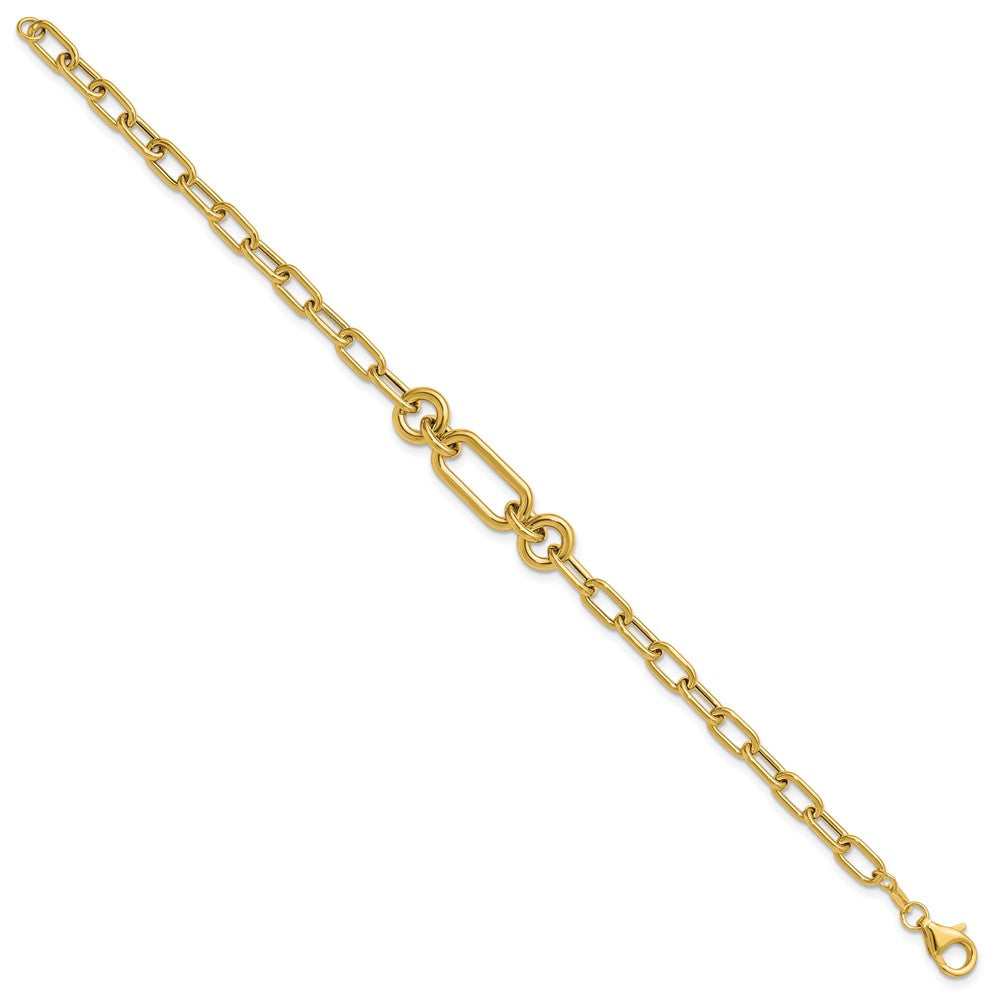14K Yellow Gold Polished Fancy Mixed Link Bracelet