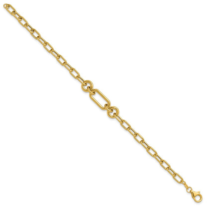 14K Yellow Gold Polished Fancy Mixed Link Bracelet