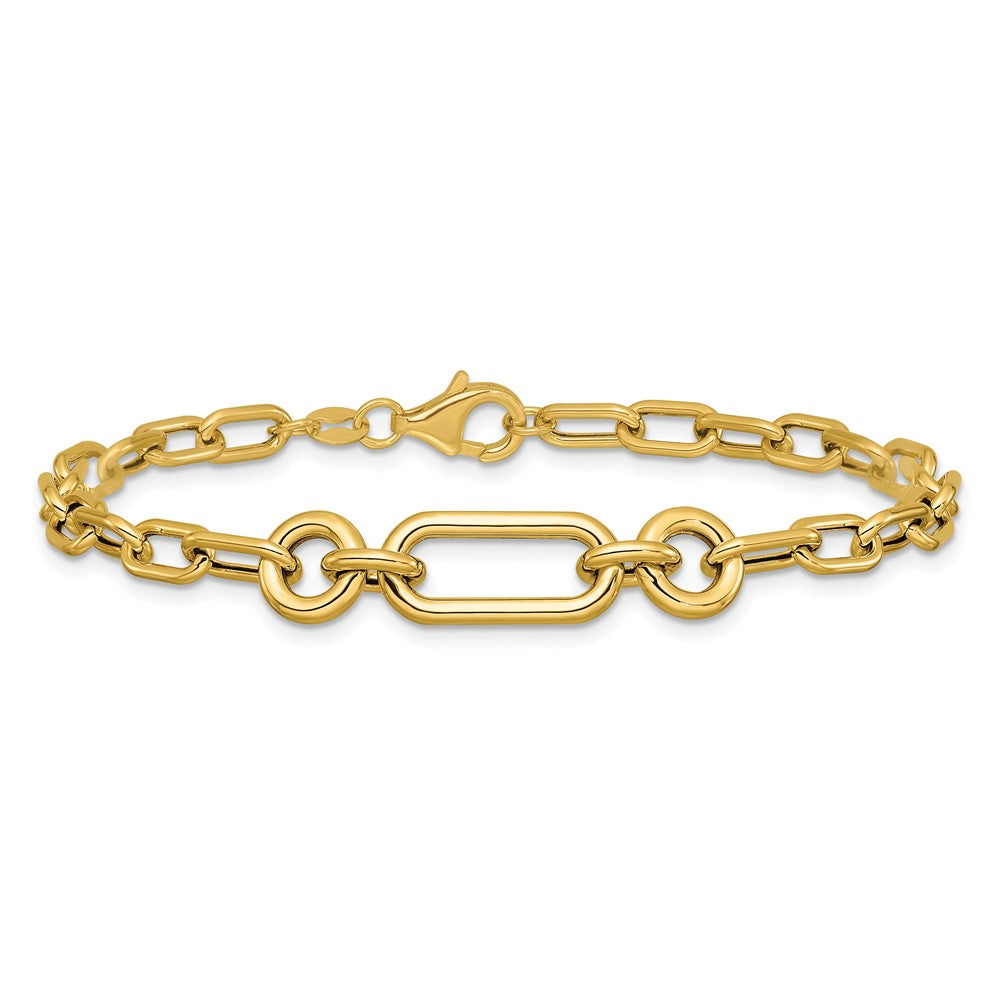 14K Yellow Gold Polished Fancy Mixed Link Bracelet