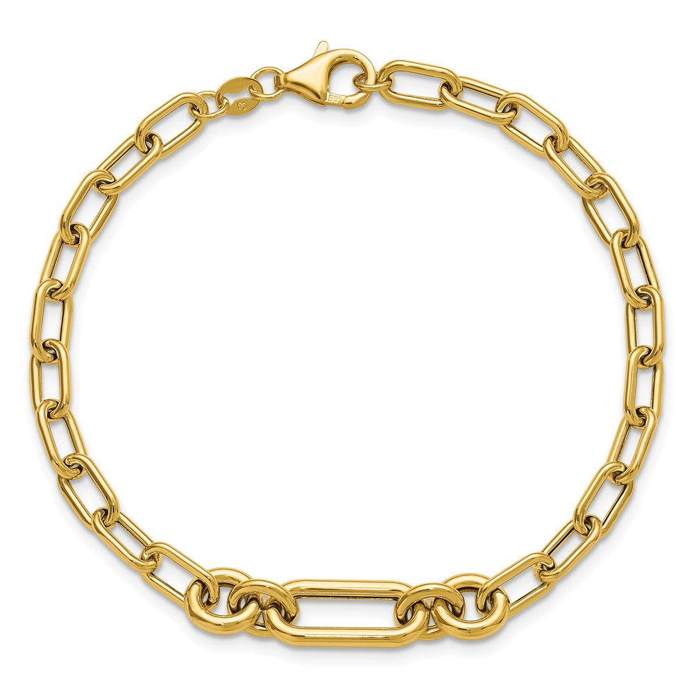 14K Yellow Gold Polished Fancy Mixed Link Bracelet