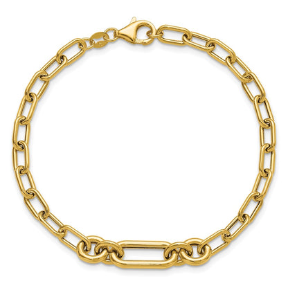 14K Yellow Gold Polished Fancy Mixed Link Bracelet