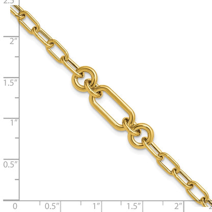 14K Yellow Gold Polished Fancy Mixed Link Bracelet