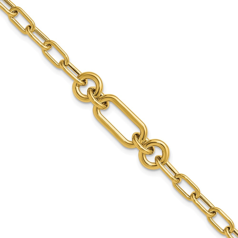 14K Yellow Gold Polished Fancy Mixed Link Bracelet