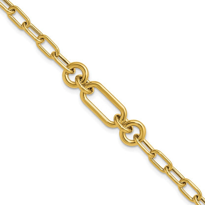 14K Yellow Gold Polished Fancy Mixed Link Bracelet