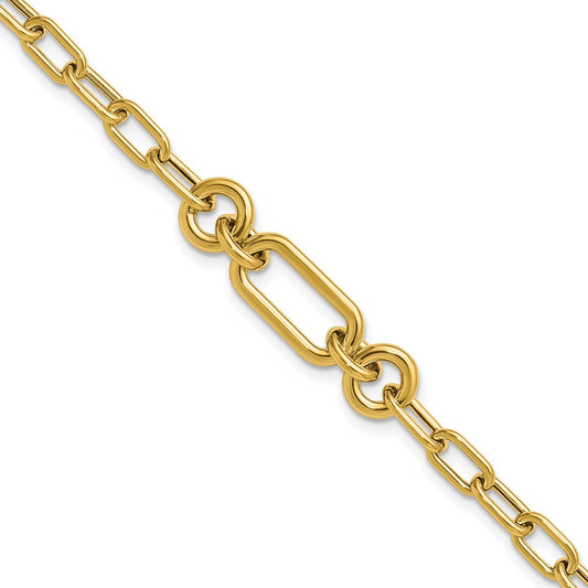 14K Yellow Gold Polished Fancy Mixed Link Bracelet