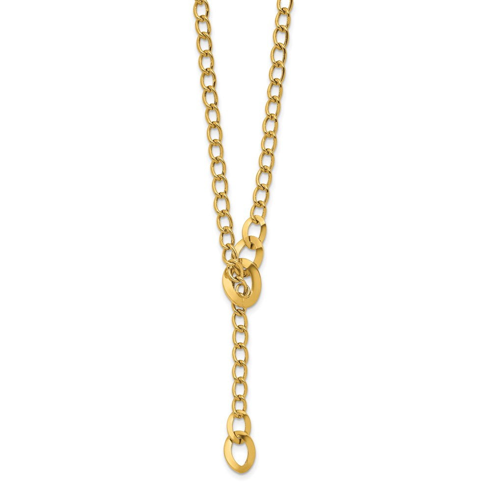 14K Yellow Gold Polished Fancy Curb Link Lariat Necklace
