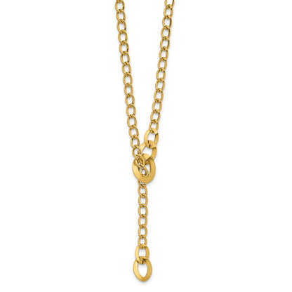 14K Yellow Gold Polished Fancy Curb Link Lariat Necklace