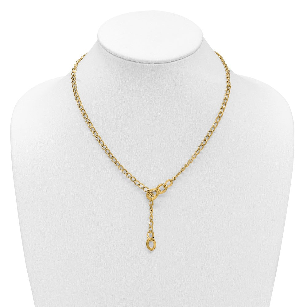 14K Yellow Gold Polished Fancy Curb Link Lariat Necklace