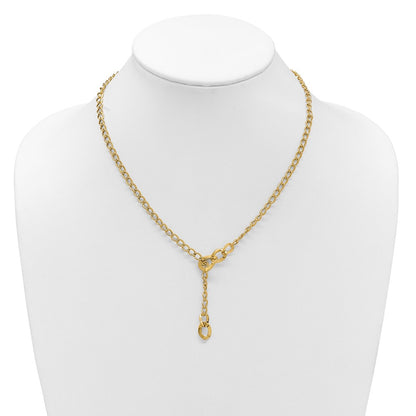 14K Yellow Gold Polished Fancy Curb Link Lariat Necklace