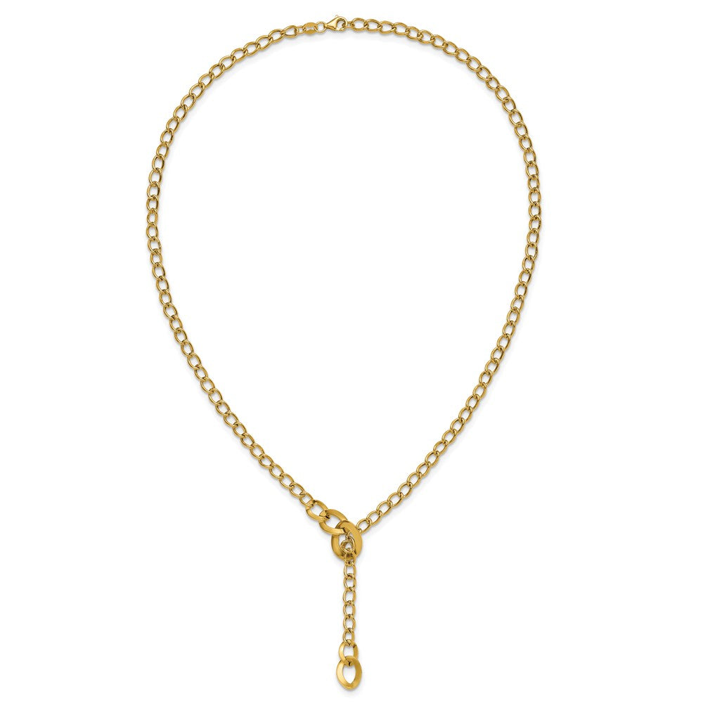 14K Yellow Gold Polished Fancy Curb Link Lariat Necklace