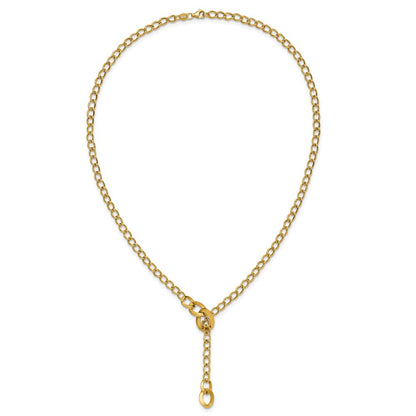 14K Yellow Gold Polished Fancy Curb Link Lariat Necklace