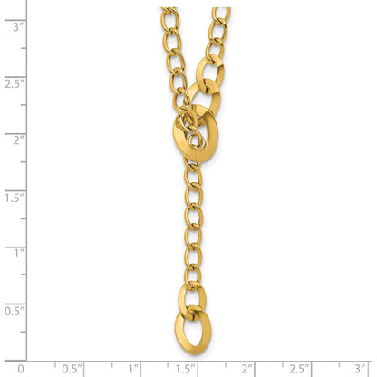 14K Yellow Gold Polished Fancy Curb Link Lariat Necklace