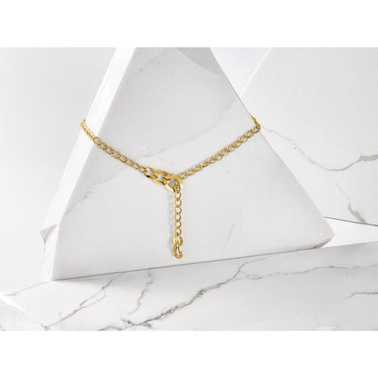 14K Yellow Gold Polished Fancy Curb Link Lariat Necklace
