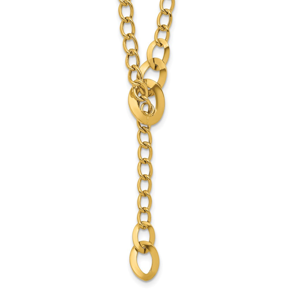 14K Yellow Gold Polished Fancy Curb Link Lariat Necklace