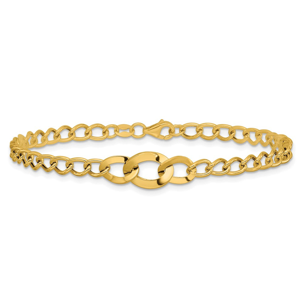 14K Yellow Gold Polished Fancy Curb Link Bracelet