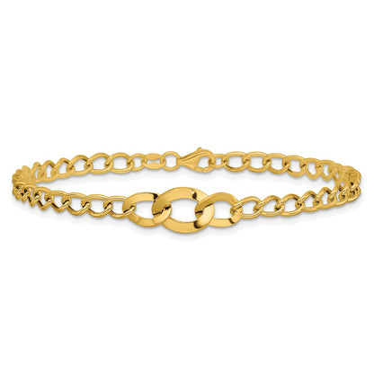 14K Yellow Gold Polished Fancy Curb Link Bracelet