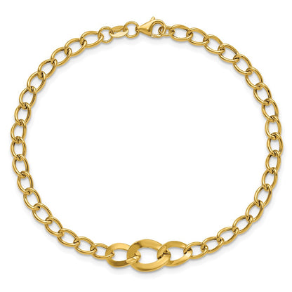 14K Yellow Gold Polished Fancy Curb Link Bracelet