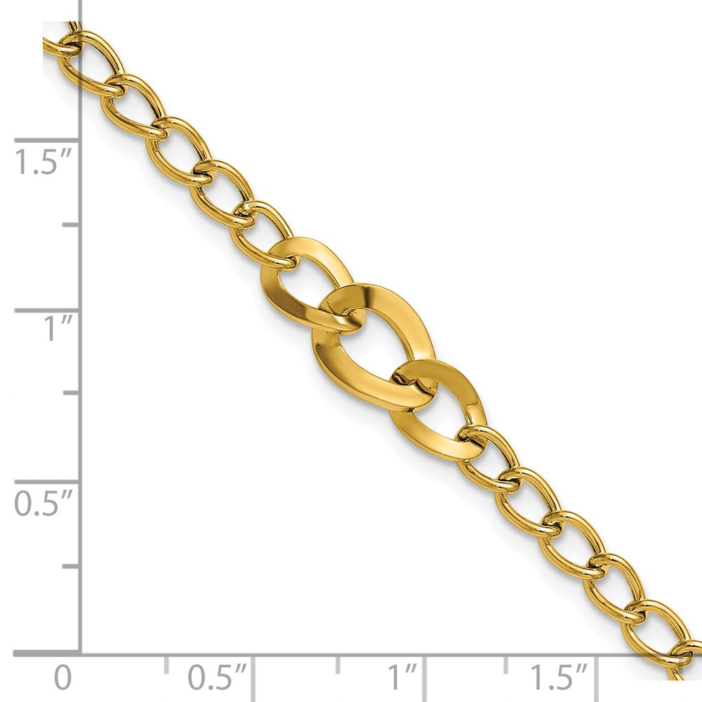 14K Yellow Gold Polished Fancy Curb Link Bracelet