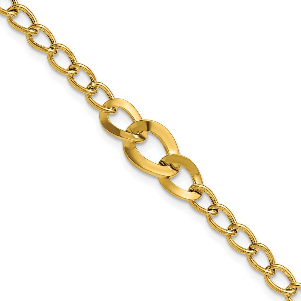 14K Yellow Gold Polished Fancy Curb Link Bracelet