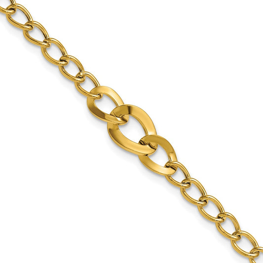 14K Yellow Gold Polished Fancy Curb Link Bracelet
