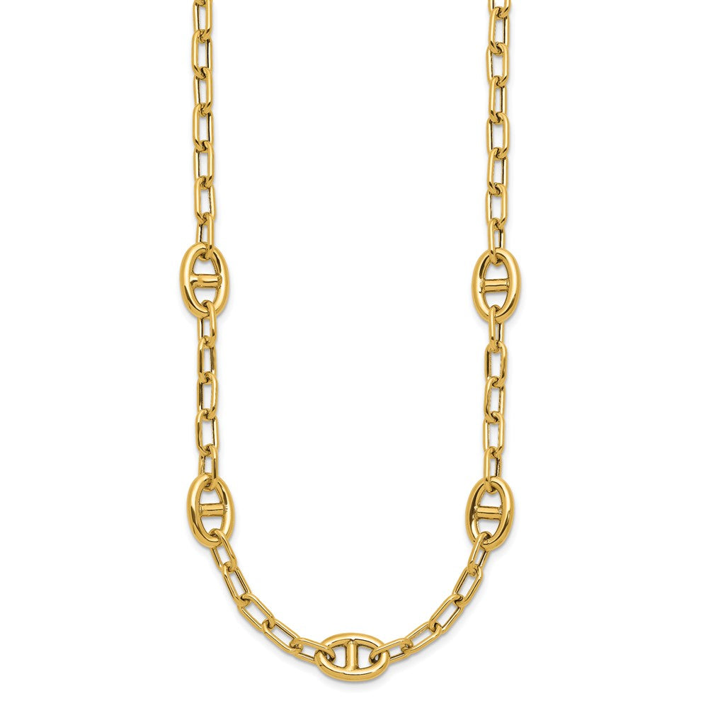 14K Yellow Gold Polished Fancy Anchor Link Necklace