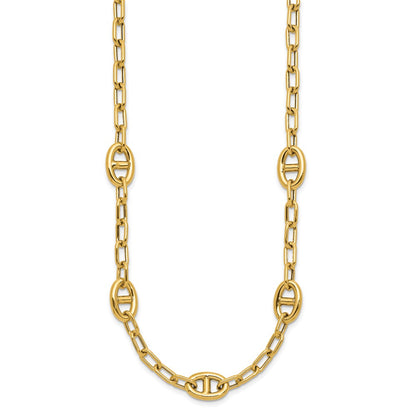 14K Yellow Gold Polished Fancy Anchor Link Necklace