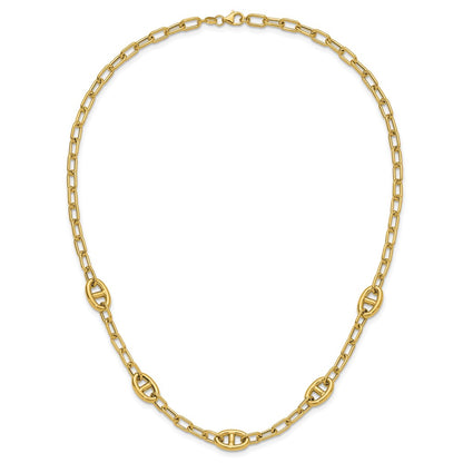 14K Yellow Gold Polished Fancy Anchor Link Necklace
