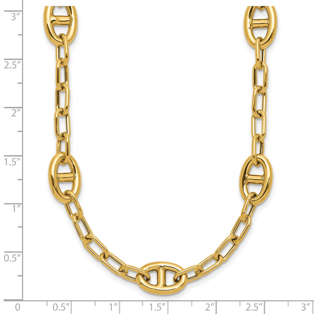 14K Yellow Gold Polished Fancy Anchor Link Necklace