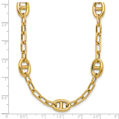 14K Yellow Gold Polished Fancy Anchor Link Necklace