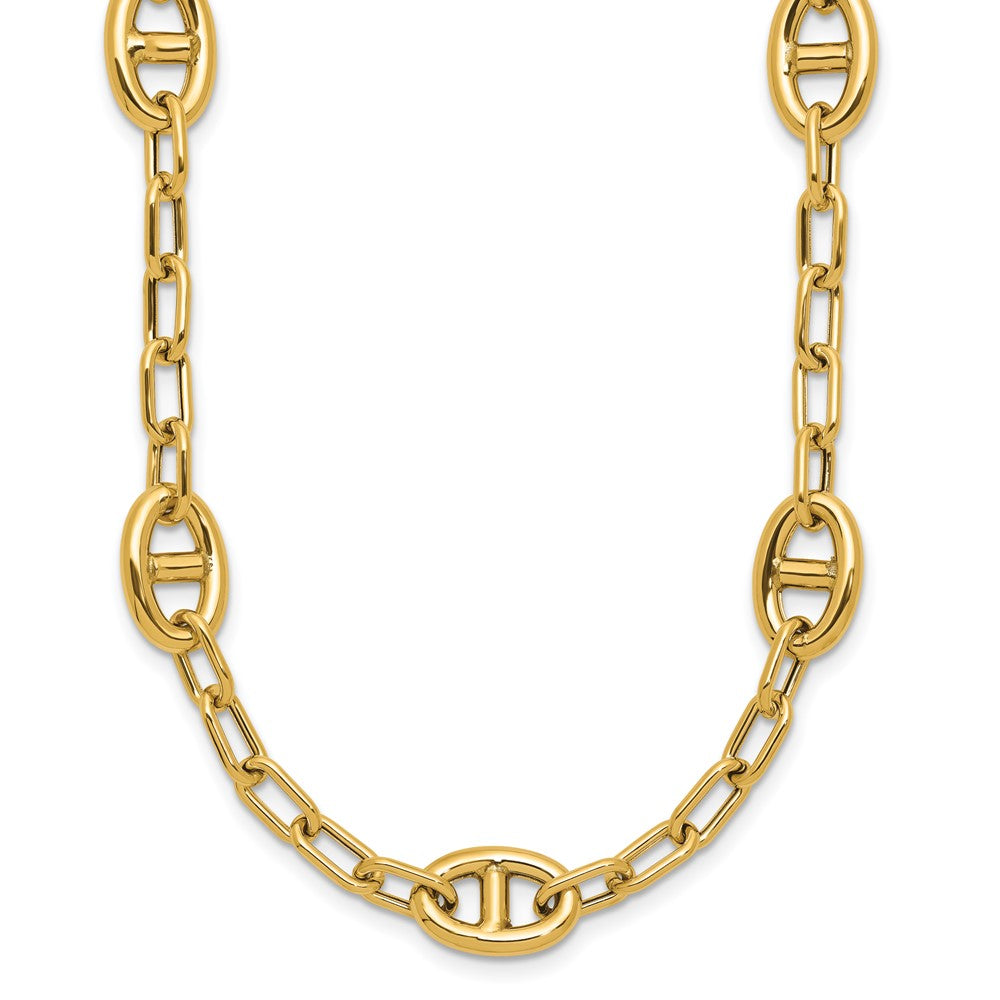 14K Yellow Gold Polished Fancy Anchor Link Necklace
