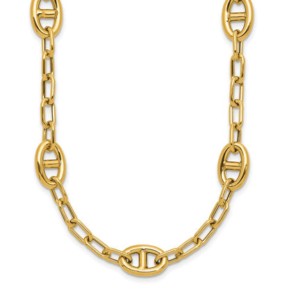 14K Yellow Gold Polished Fancy Anchor Link Necklace