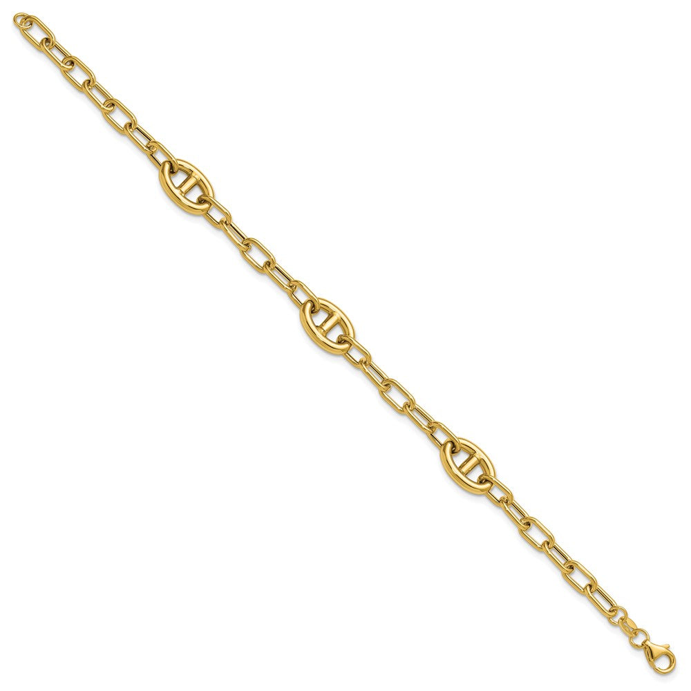 14K Yellow Gold Polished Fancy Anchor Link Bracelet